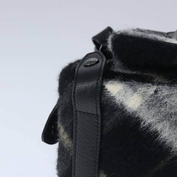 Burberry Nova Check Blue Label Shoulder Bag Wool Leather Black - Picture 9 of 16